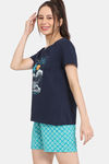 Rosaline Serenity Knit Cotton Shorts Set - Pageant Blue — thumbnail 2